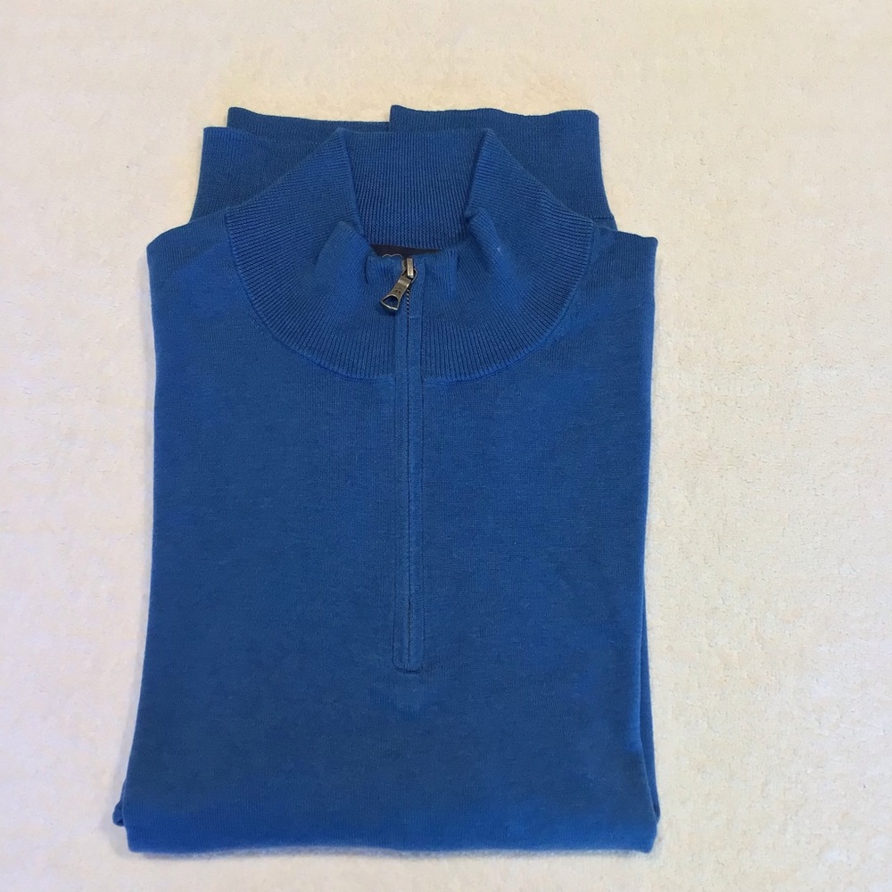Brooks Brothers M XXL LS supima cotton 1/4 zip sweater, cobalt blue